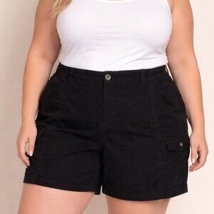 Lightweight Black Cargo Shorts Elastic Back Waist Size 18